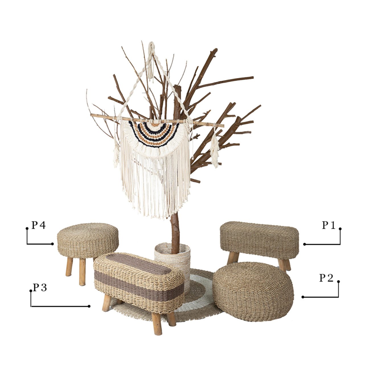 Tula Woven Pouf Set