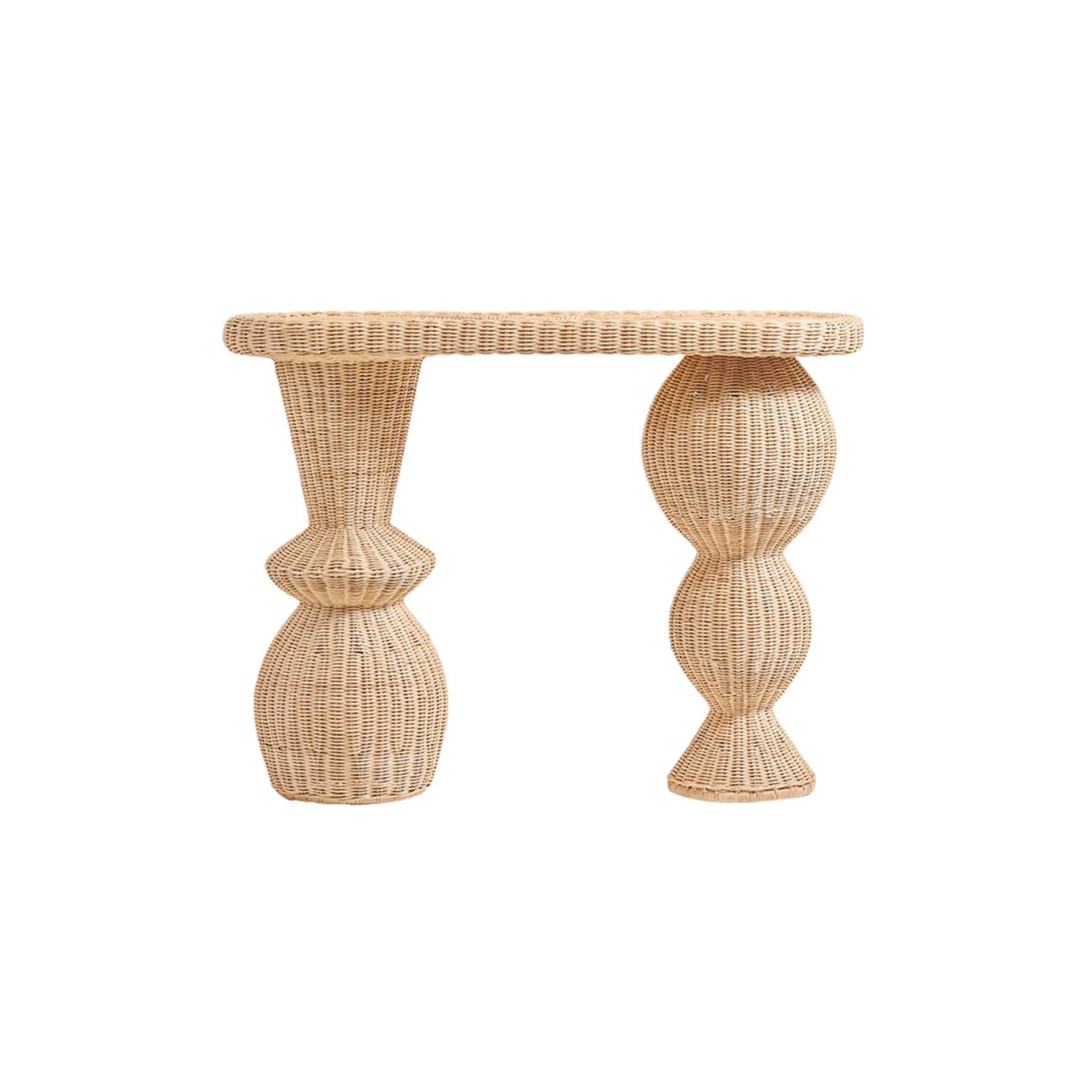 Tavo Tiered Rattan Console